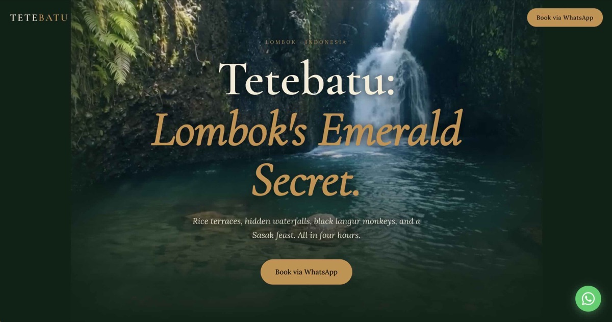 Eddie's Tours Lombok website